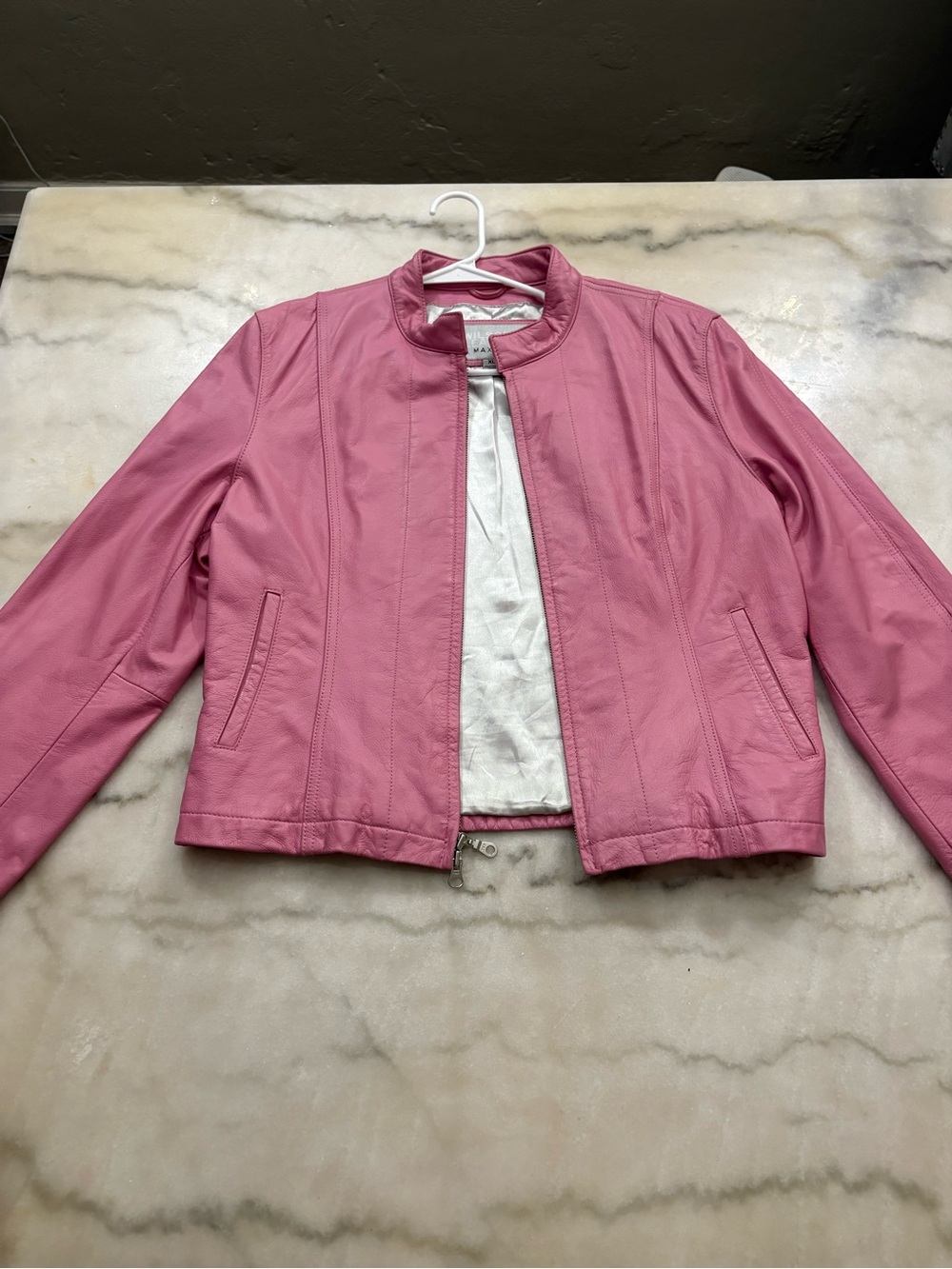 Wilsons Leather Pink Faux Leather Moto Jacket